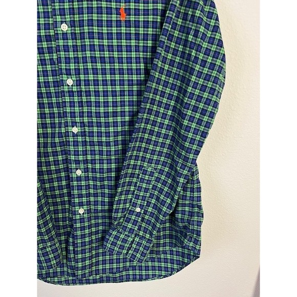 Ralph‎ Lauren Medium Plaid Button Down Shirt Green Blue Orange Pony Logo - Picture 5 of 12